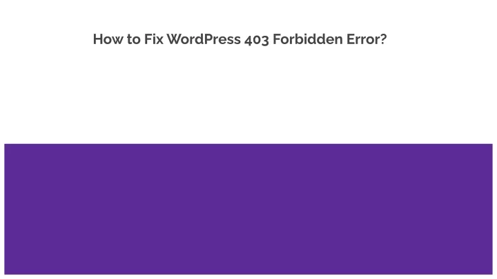 how to fix wordpress 403 forbidden error