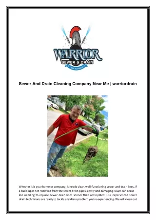 Sewer And Drain Cleaning Company Near Me