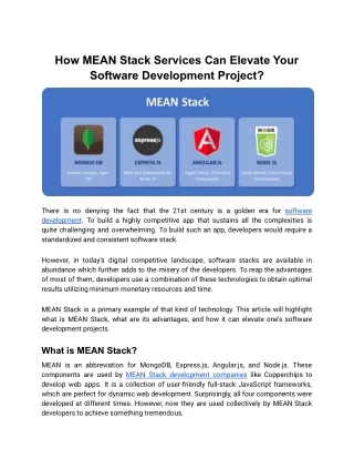 How MEAN Stack Services Can Elevate Your Software Development Project_
