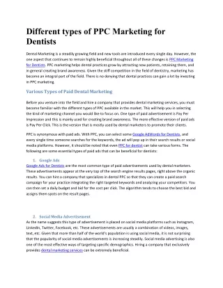 different types of ppc marketing for dentists