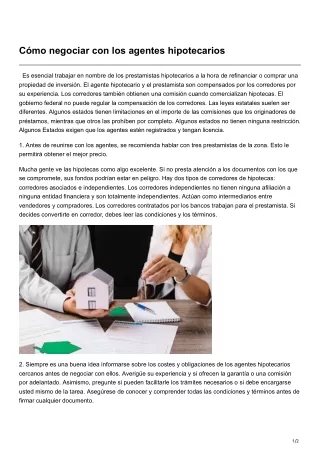 Cómo negociar con los agentes hipotecarios