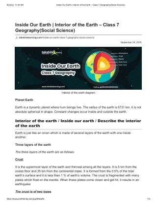Inside Our Earth _ Interior of the Earth – Class 7 Geography(Social Science)