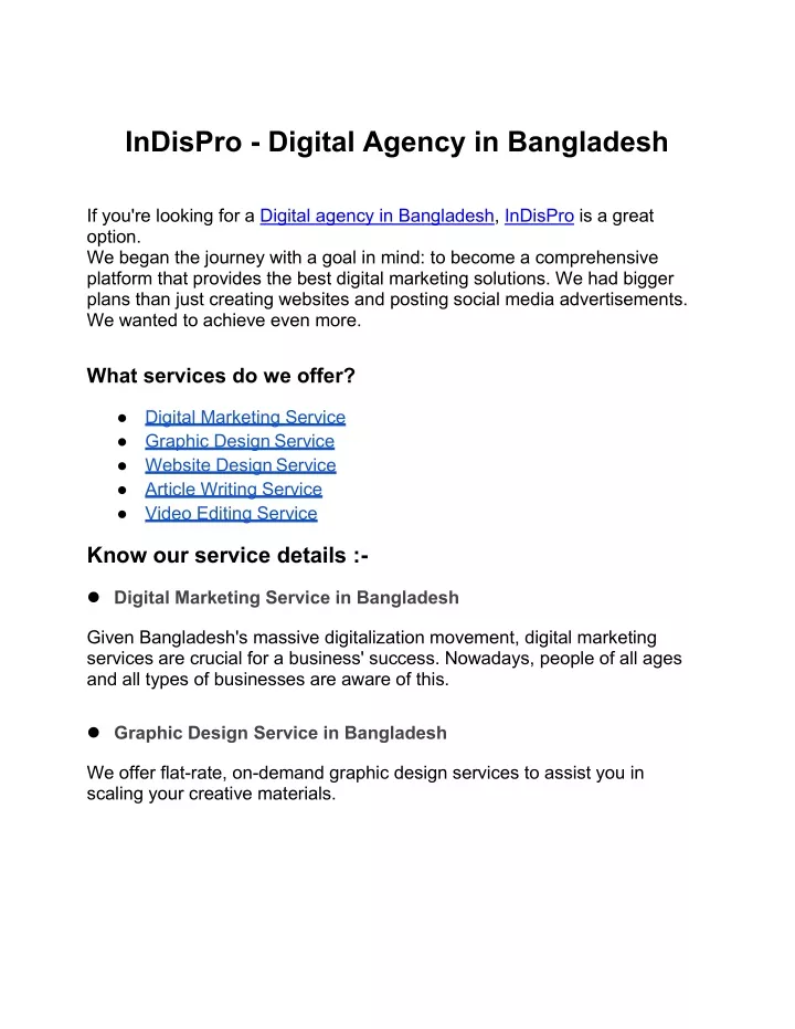indispro digital agency in bangladesh