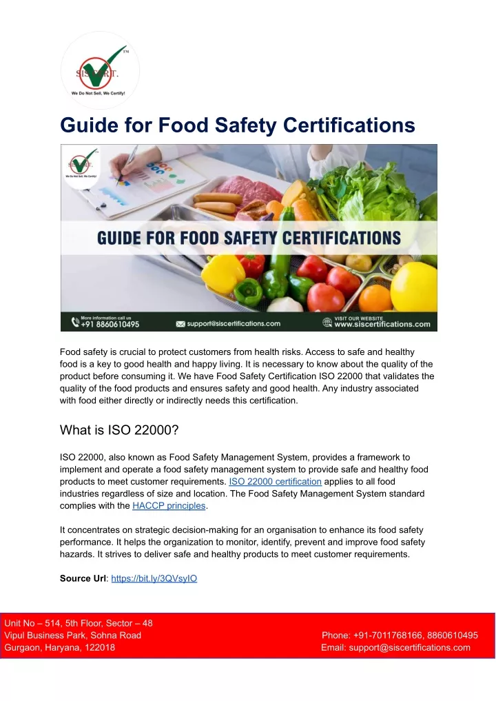 guide for food safety certifications