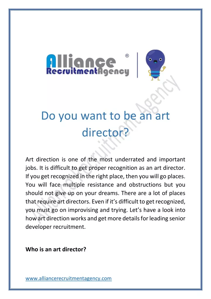 do you want to be an art director