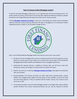 how to choose a best mortgage lender
