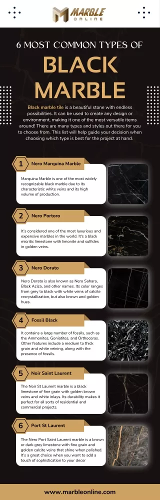 6 Most Common Types of Black Marble