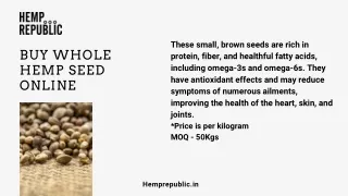 Buy Whole Hemp Seed online from the Hemp Republic.