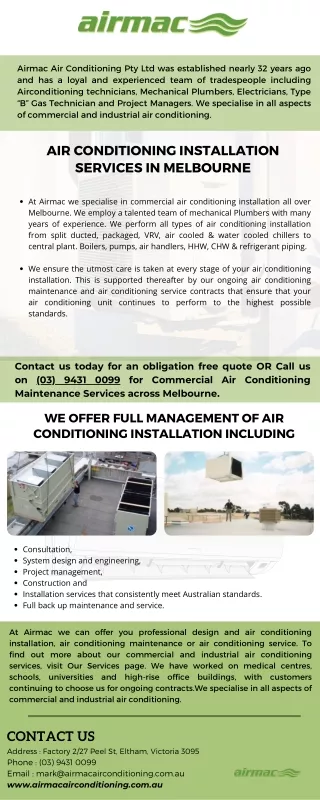 Air Conditioning Installation Across Melbourne