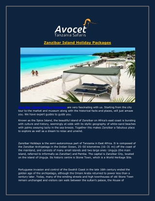 Zanzibar Island Holiday Packages