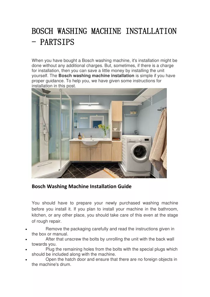 bosch washing machine installation bosch washing