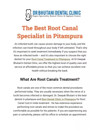 The Best Root Canal Specialist in Pitampura