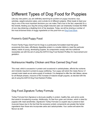 Different Types of Dog Food for Puppies