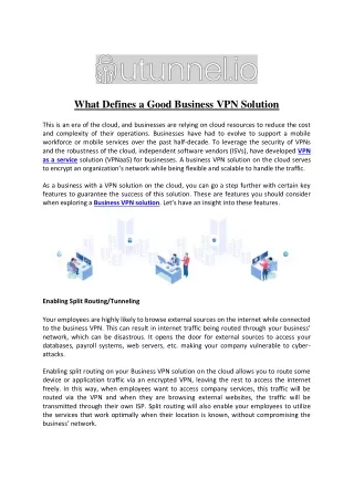 What Defines a Good Business VPN Solution