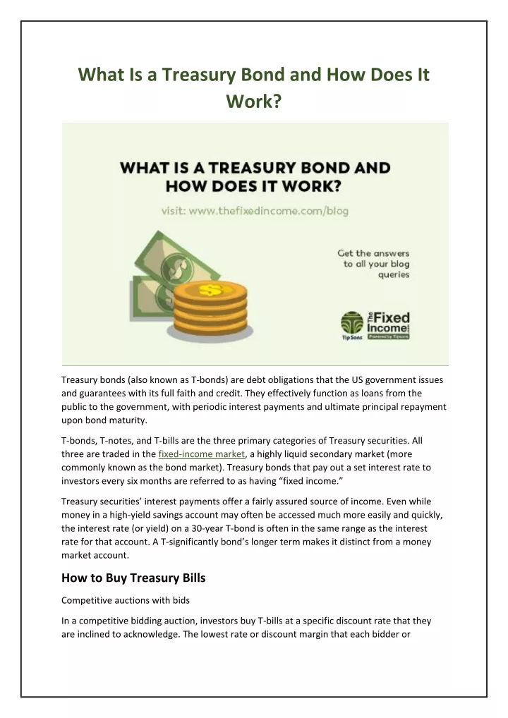 what is a treasury bond and how does it work
