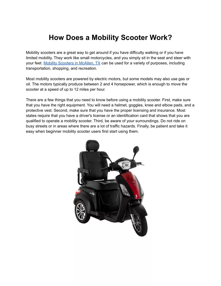 how does a mobility scooter work