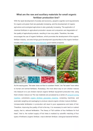 What are the raw and auxiliary materials for small organic fertilizer production