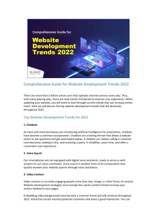 Comprehensive Guide for Website Development Trends 2022