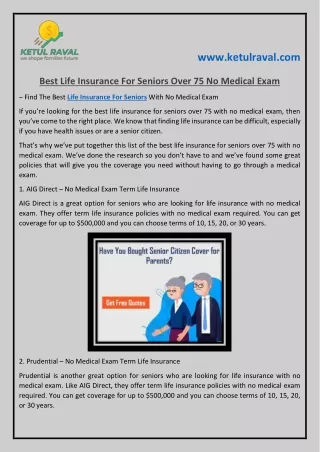 Best Life Insurance For Seniors Over 75 No Medical Exam