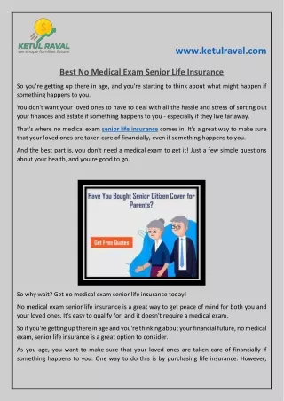 Best No Medical Exam Senior Life Insurance