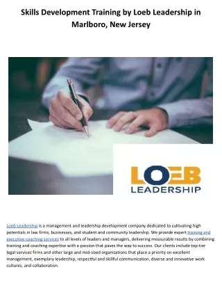 Skills Development Training by Loeb Leadership in Marlboro, New Jersey.