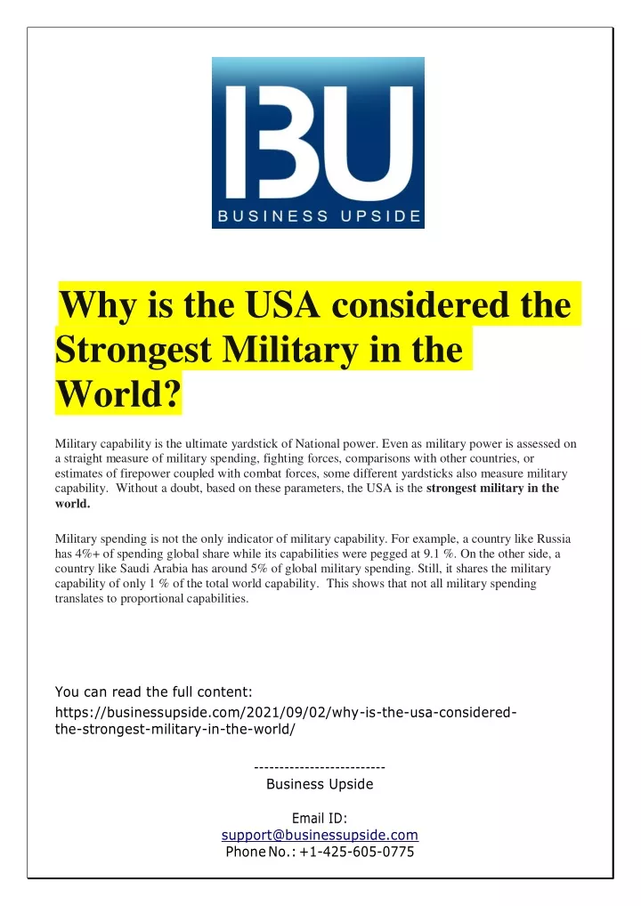 why is the usa considered the strongest military