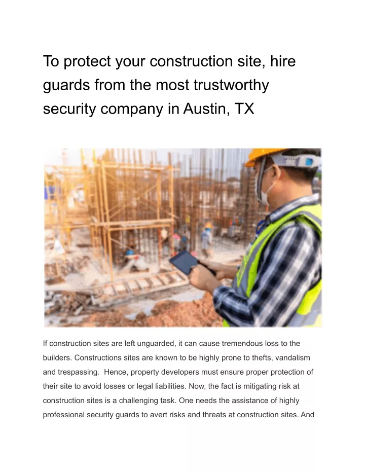 to protect your construction site hire guards