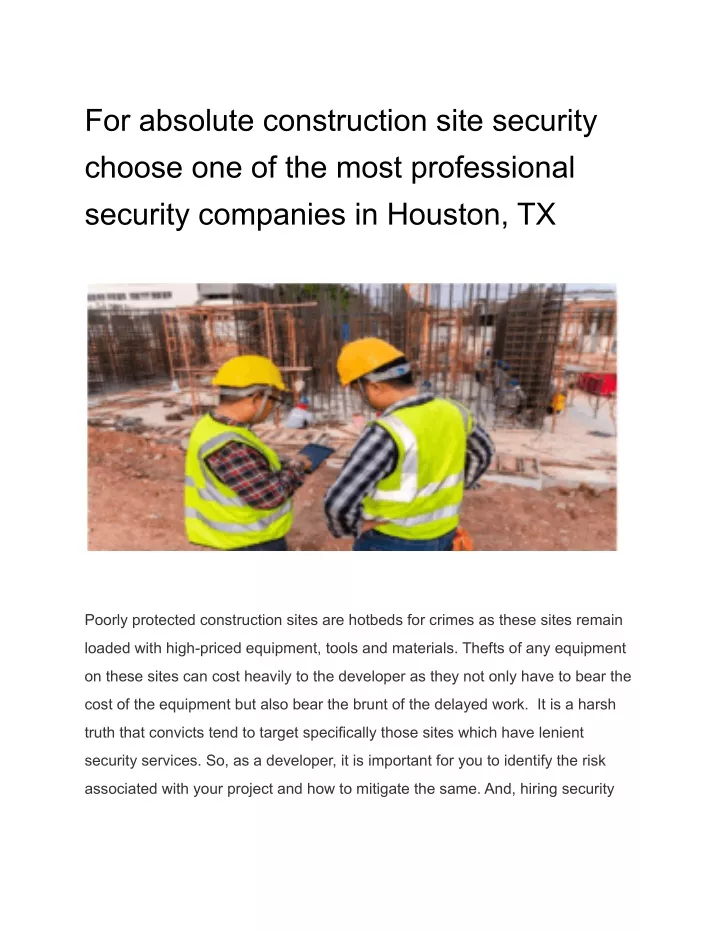 for absolute construction site security choose