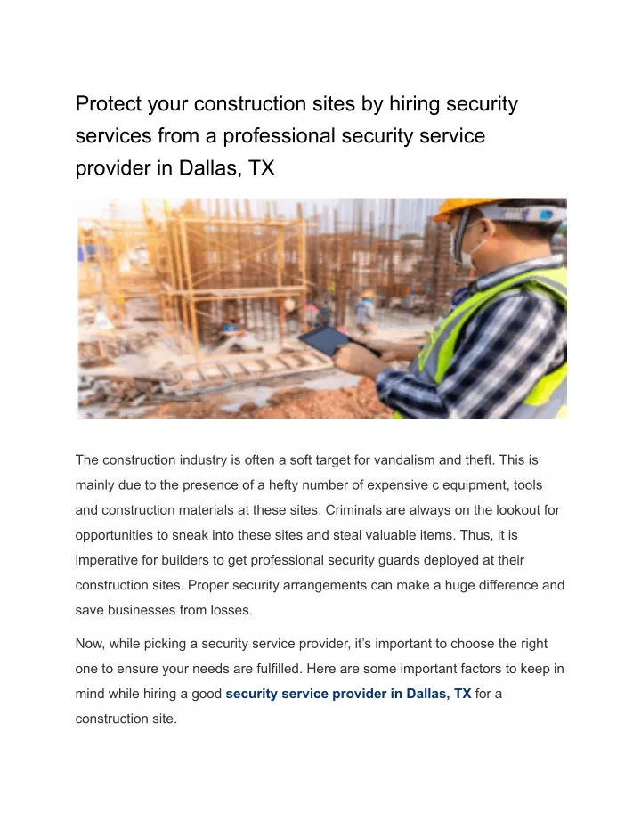 protect your construction sites by hiring