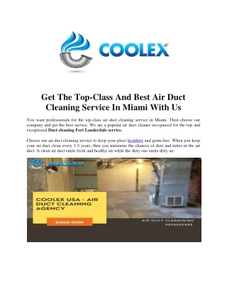 Top-Class And Best Air Duct Cleaning Service In Miami