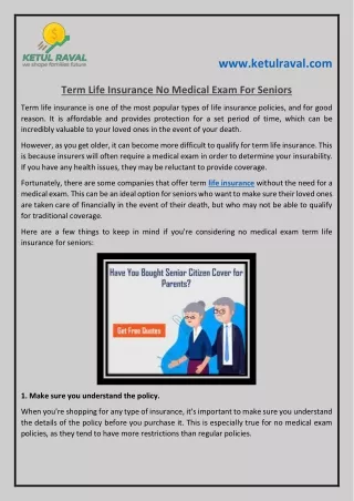 Term Life Insurance No Medical Exam For Seniors
