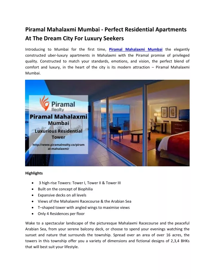 piramal mahalaxmi mumbai perfect residential