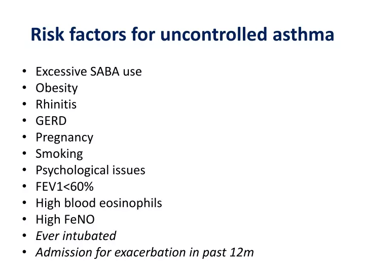 risk factors for uncontrolled asthma
