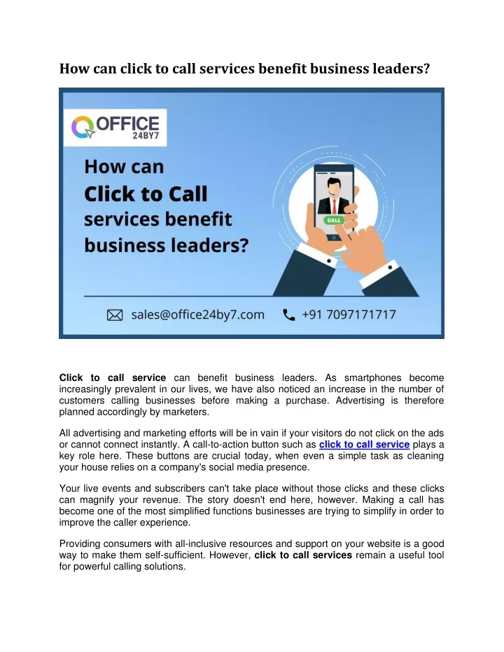 how can click to call services benefit business