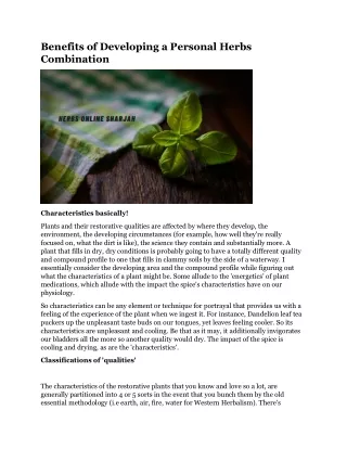 benefits of developing a personal herbs