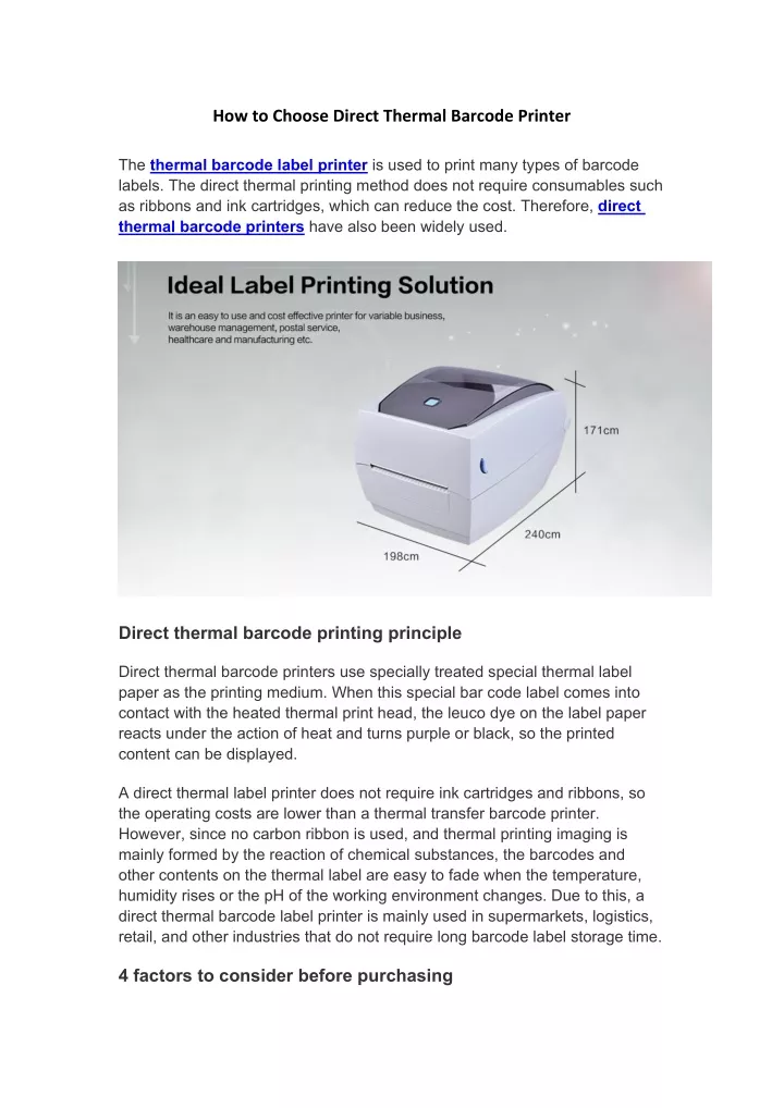 how to choose direct thermal barcode printer