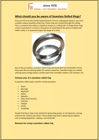 what should you be aware of seamless rolled rings