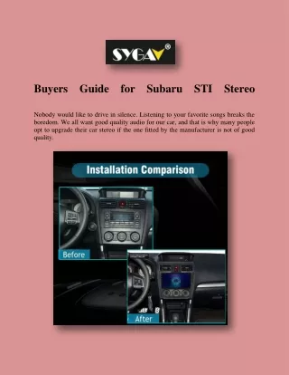 Buyers Guide for Subaru STI Stereo