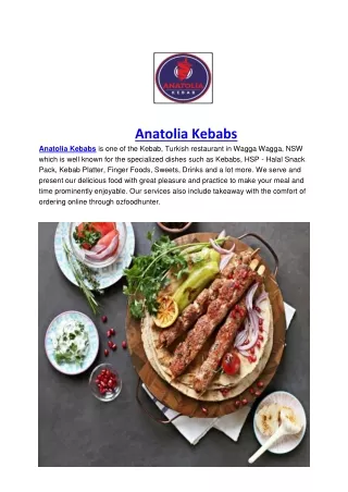 5% off - Anatolia Kebabs Menu Wagga Wagga, NSW