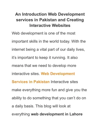 an introduction web development services