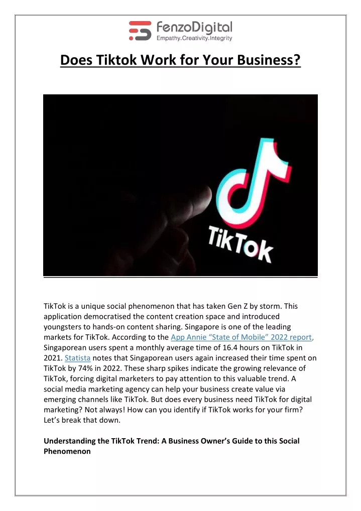 does tiktok work for your business