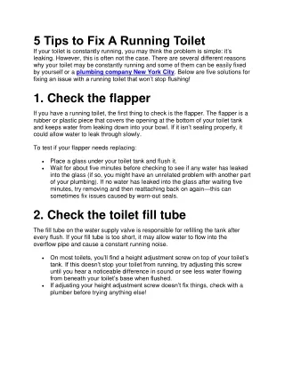 5 Tips to Fix A Running Toilet