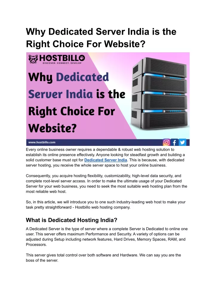 why dedicated server india is the right choice