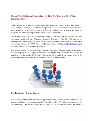 choose tna safety and consultant for fire wardens