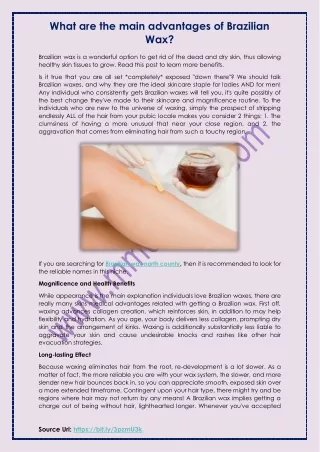 what are the main advantages of brazilian wax