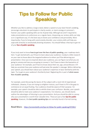 Here are the Tips to Follow for Public Speaking