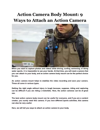 Action Camera Body Mount: 9 Ways to Attach an Action Camera