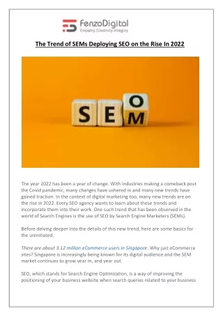 the trend of sems deploying seo on the rise