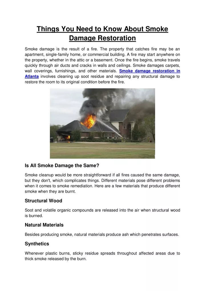 things you need to know about smoke damage