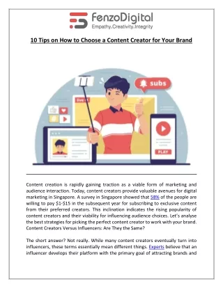 10 Tips on How to Choose a Content Creator for Your Brand